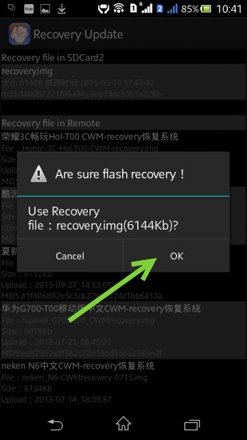Flash CWM Recovery Confirmation Sony Xperia C