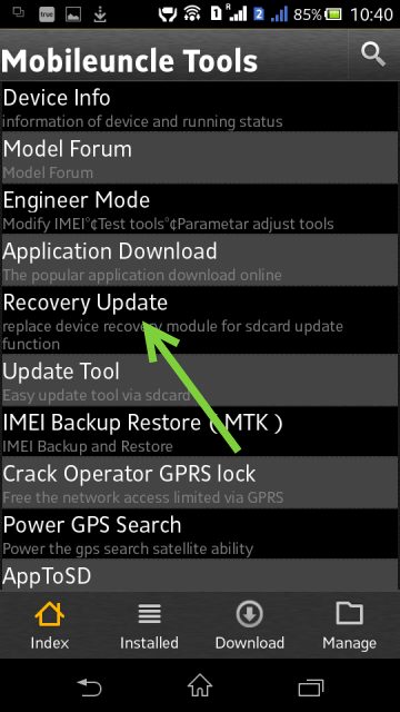 Mobileuncle MTK Tools Homescreen