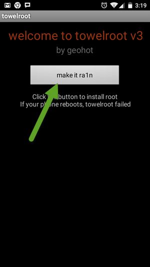  Towelroot App-Bildschirm