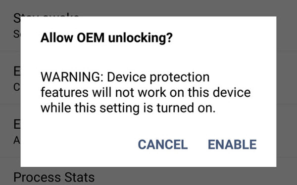 Enable OEM Unlock Samsung Galaxy J7