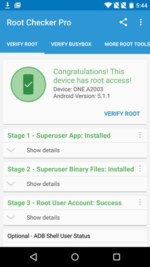 OnePlus 2 Root Access Root Checker Message