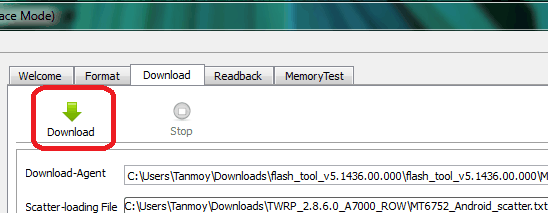 SP Flash Tool Download Lenovo A7000