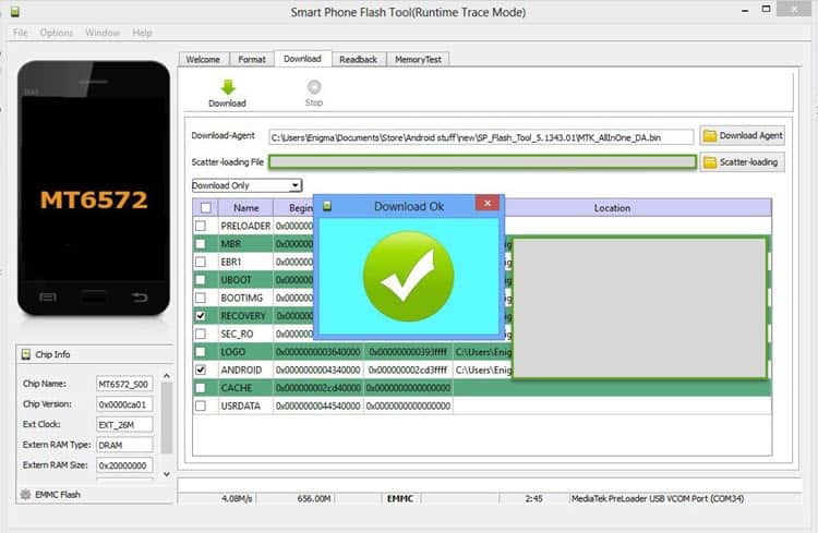SP Flash Tool Download Ok Green Circle