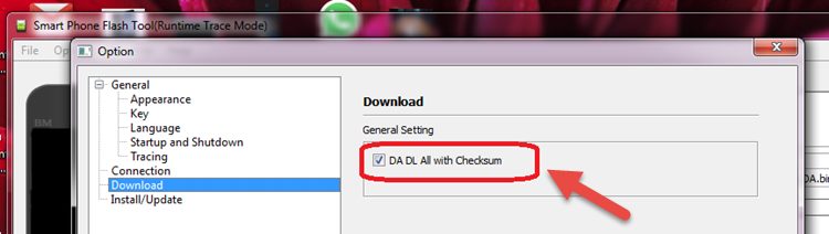 SP Flash Tool Enable DA DL All with Checksum