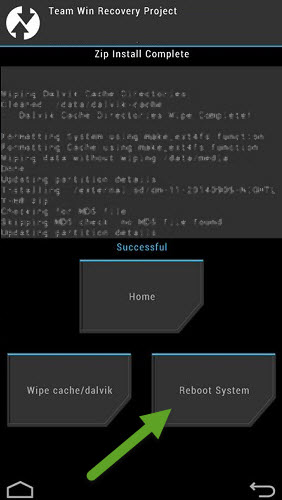 TWRP Recovery Reboot System