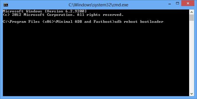 Minimal ADB and Fastboot command prompt window