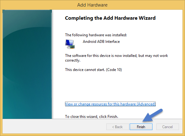 Completing The Add Hardware Wizard Window