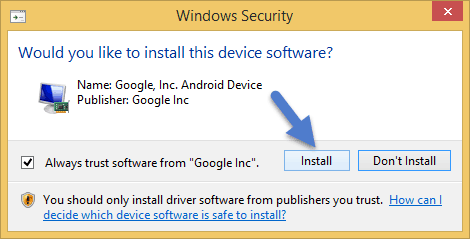Install ADB Driver Windows Security