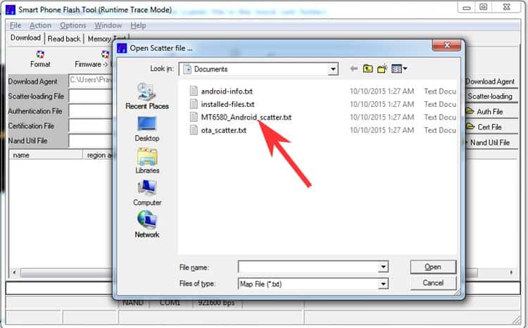Choose Scatter File SP Flash Tool