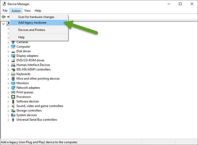 Device Manager Add Legacy Hardware