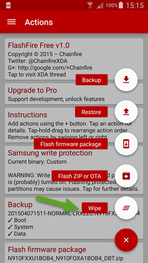 Flashfire App Wipe Data