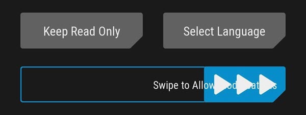 Swipe to Allow Modifications TWRP Recovery