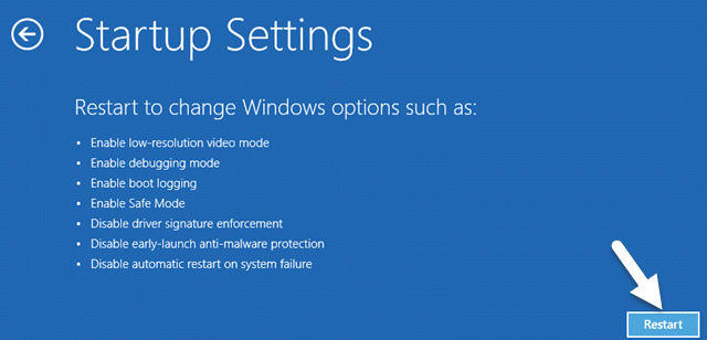 Windows Startup Settings Restart